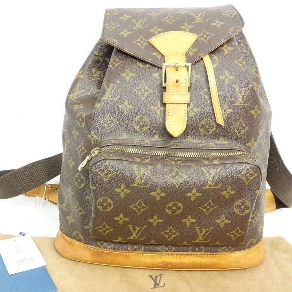 AUTH LOUIS VUITTON Monogram Leather Montsouris GM Backpack Handbag Shoulder Bag